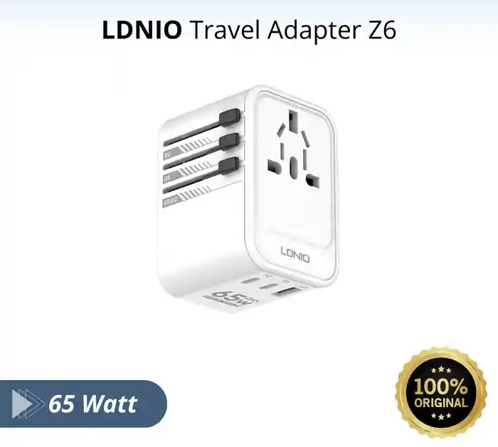 LDNIO Z6 3 USB Ports 65W GaN Travel Adapter